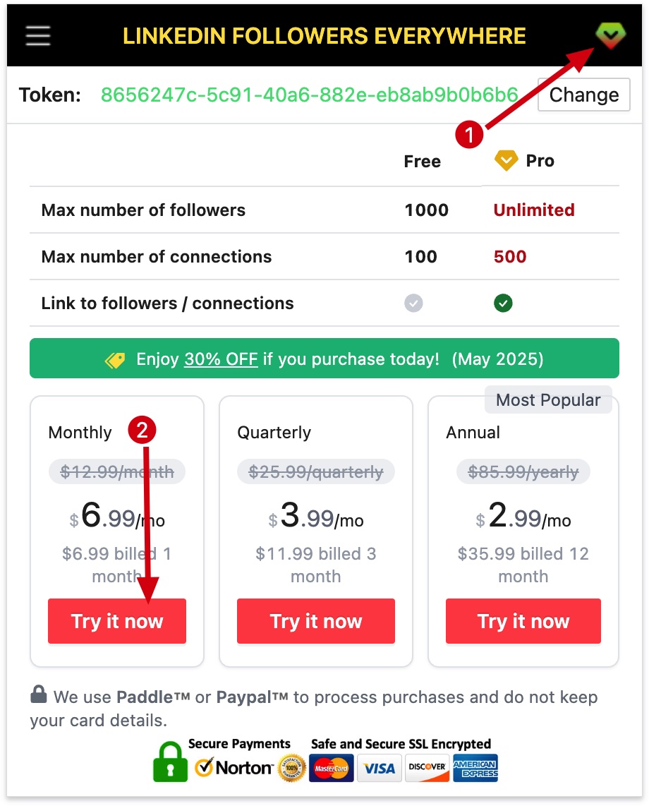 LinkedIn Follower Insights chrome extension subscribe pro